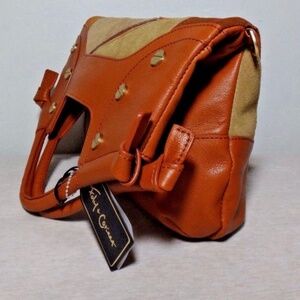 Brown Leather and Suede Patchwork Handbag